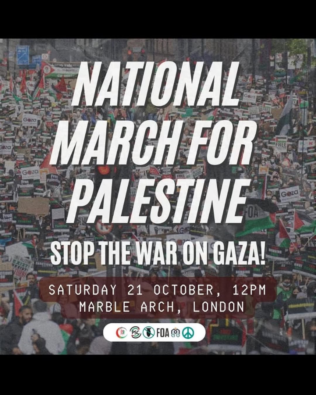 Original media from the MAUK community announcement: National March for Palestine 2023